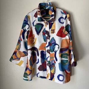 Ali Miles Button Up Jacket Top Art To Wear Womens Size S Artsy Ecletic Office